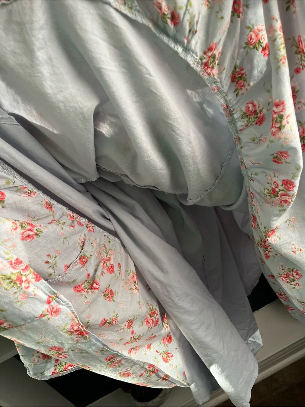 Abercrombie & Fitch Light Blue Floral Tiered Maxi Dress L
